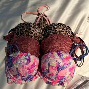 3 Victoria’s Secret  PINK colorful, push-up bra